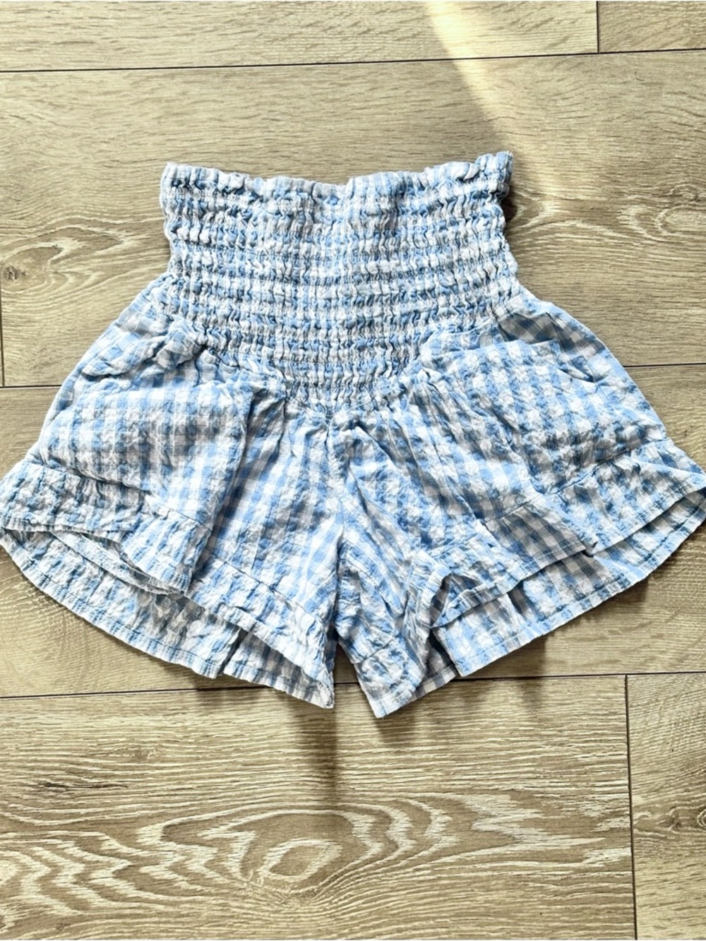 Sincerely Jules Gingham Plaid High Rise Ruffle Hem Shorts - Picture 4 of 13